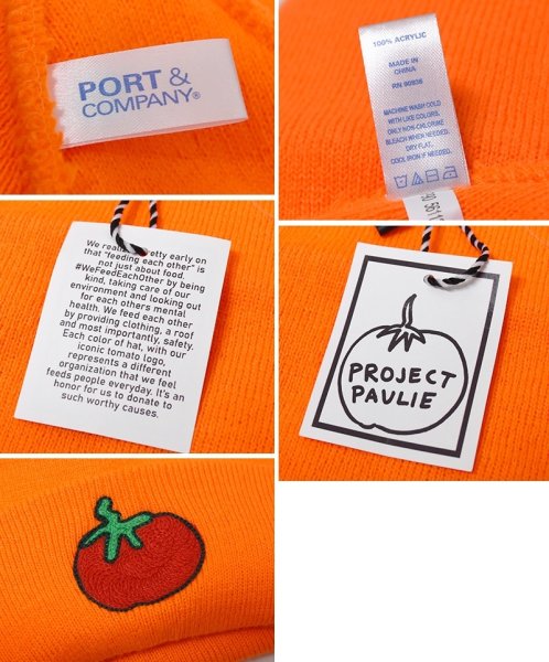 画像2: デッドストック【ビンテージ】【PORT＆COMPANY】ポート&カンパニー PLOJECT PAULIE【蛍光オレンジ】【トマトワッペン】 【ニットキャップ】【ニット帽】   (2)