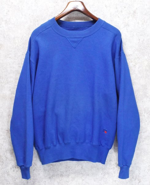画像1: 90'ｓ【USA製】【RUSSELL】ラッセル 【ビンテージ】青【無地】【クルーネック】前V スウェット【サイズS】  (1)