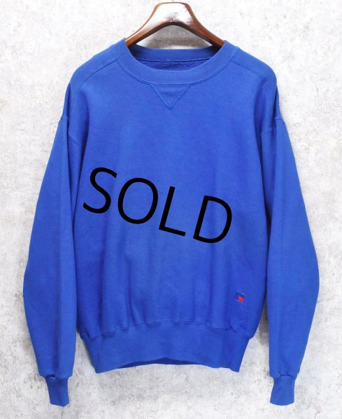 画像1: 90'ｓ【USA製】【RUSSELL】ラッセル 【ビンテージ】青【無地】【クルーネック】前V スウェット【サイズS】  (1)