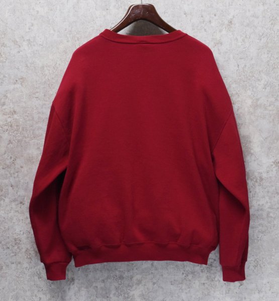画像3: 00'ｓ【メキシコ製】【RUSSELL】ラッセル 【ビンテージ】エンジ【無地】【クルーネック】前V スウェット【サイズXL】  (3)