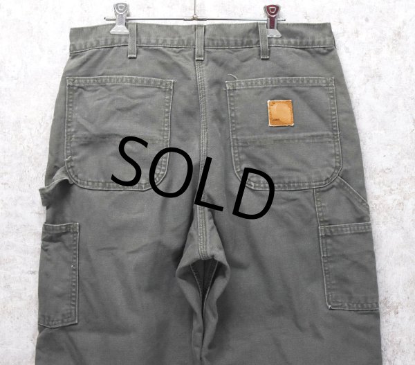 画像1: 90's~【USA製】【ビンテージ】【カーハート】【carhartt】チャコール【コットン】裏地付き【ペインターパンツ】【33ｘ34】  (1)