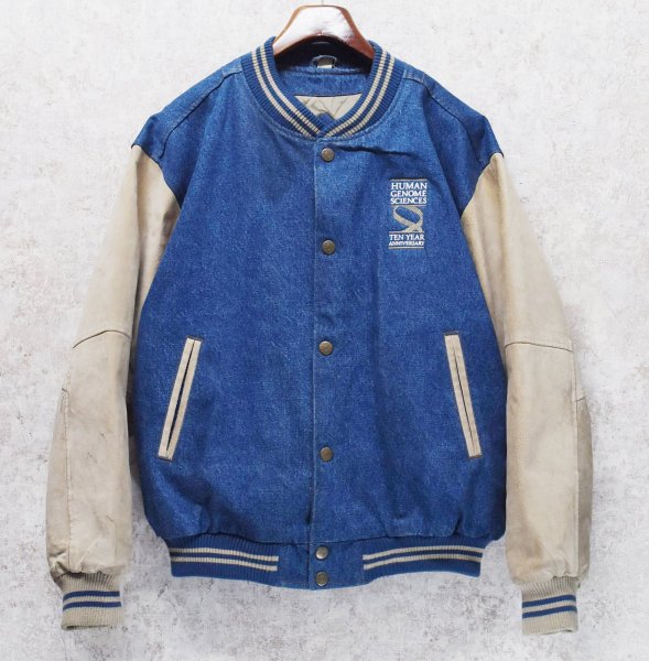 画像1: 【ビンテージ】【HUMAN GENOME SCIENCE】ヒューマン・ゲノム・サイエンシズ デニムｘスウェード 袖切替【スタジャン】【サイズM】  (1)