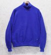 画像1: 90's【USA製】【RUSSELL】ラッセル 【ビンテージ】青 前V【無地】【ハイネックスウェット】【サイズXL】  (1)