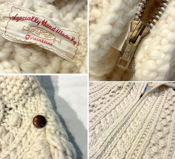 画像2: ビンテージ【Specially Made By Grandma】生成り【ジップアップウールパーカー】【サイズM程度】   (2)