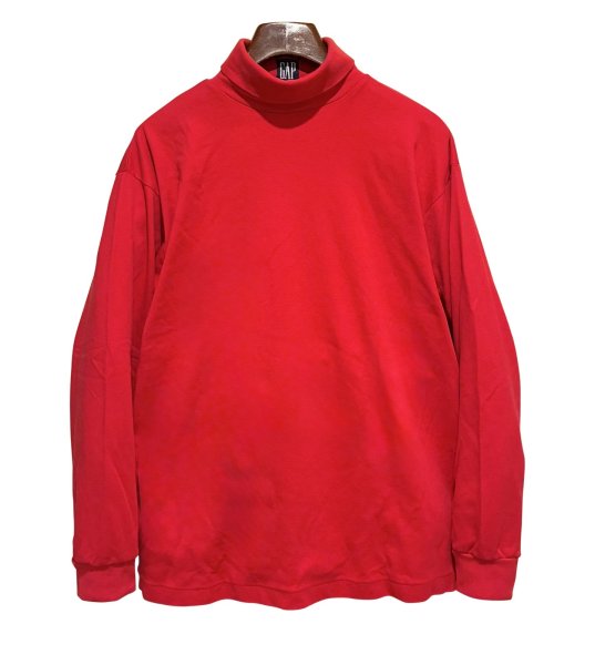 画像1: 〜90'ｓ【GAP】オールドギャップ ビンテージ【赤】無地【タートルネックロンT】【サイズXL】  (1)