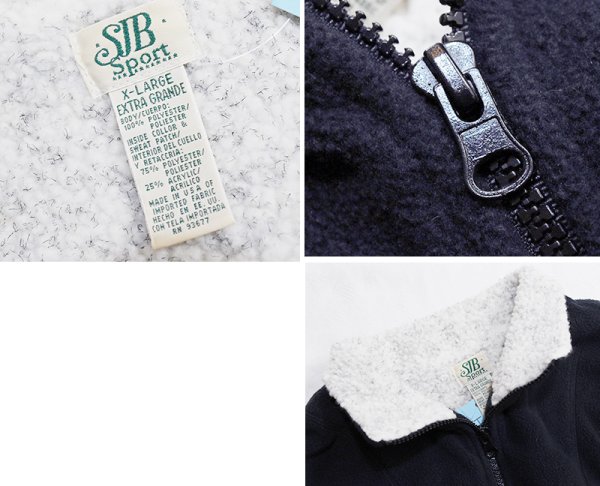 画像2: 90's【USA製】【SJB Sport】黒 ハーフジップ【フリースジャケット】【首元裏ボア付き】フリース【サイズXL】  (2)