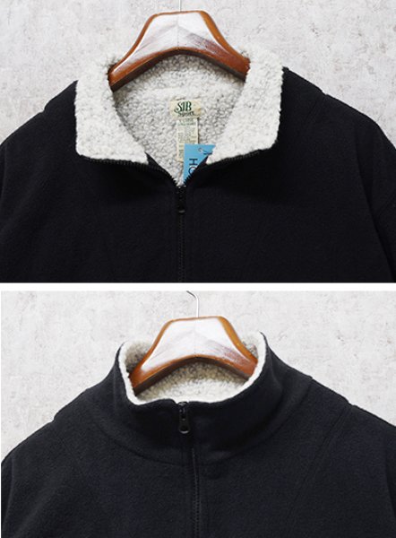 画像3: 90's【USA製】【SJB Sport】黒 ハーフジップ【フリースジャケット】【首元裏ボア付き】フリース【サイズXL】  (3)