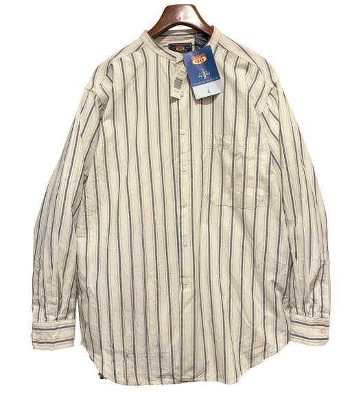 画像1: デッドストック【ビンテージ】【ROUTE 66】ルート66【ストライプ柄】バンドカラー【コットンシャツ】【サイズＬ】  (1)