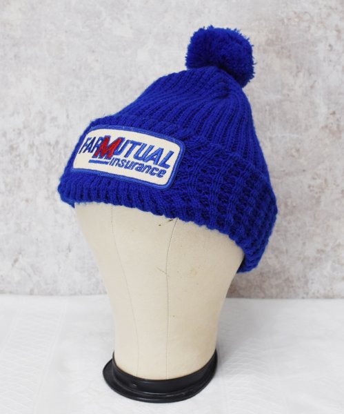 画像3: 【ビンテージ】【FARMUTUAL】ファーム・ミューチュアル【青】【ボンボン付き】【ニットキャップ】【ニット帽】   (3)
