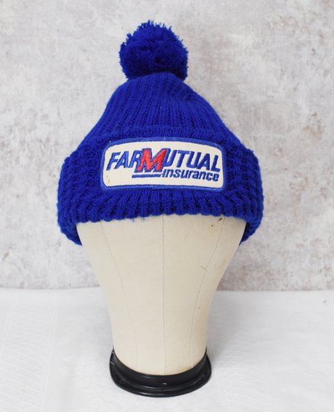 画像5: 【ビンテージ】【FARMUTUAL】ファーム・ミューチュアル【青】【ボンボン付き】【ニットキャップ】【ニット帽】   (5)