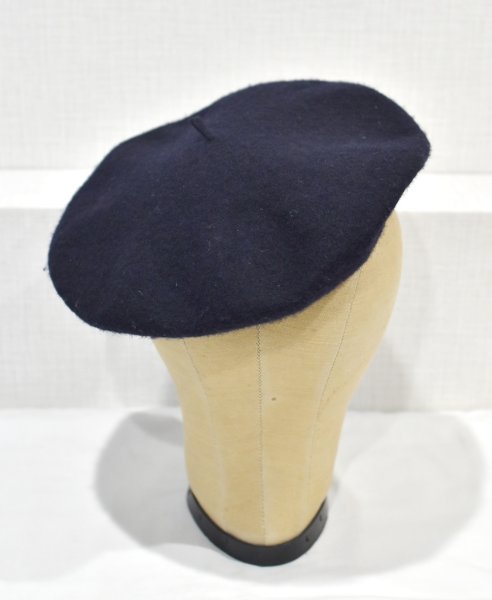 画像5: デッドストック【フランス製】【ビンテージ】黒【ウール】【ベレー帽】【10インチ】【４７ｃｍ程度】  (5)