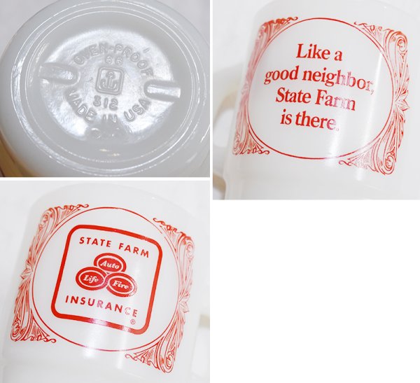 画像2: 【Fire King】【ファイヤーキング】【ステートファームインシュアランス】プリントマグ【スタッキングマグ】【マグカップ】  (2)