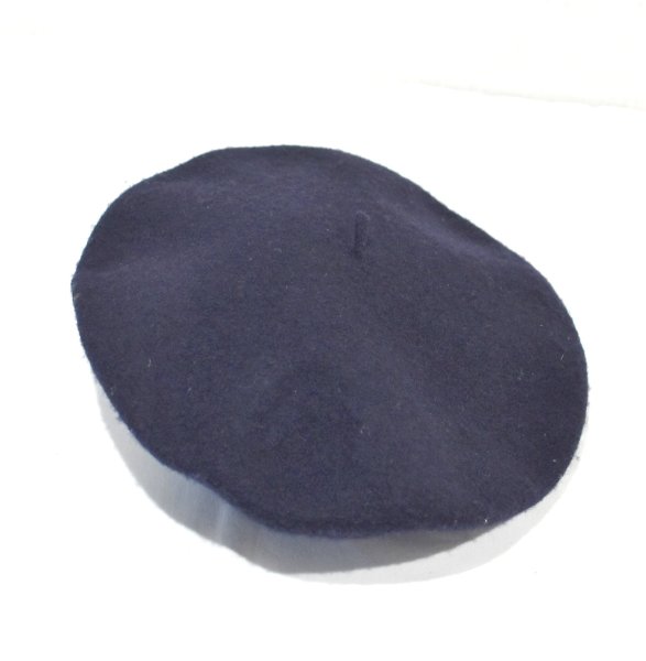 画像1: デッドストック【フランス製】【ビンテージ】黒【ウール】【ベレー帽】【10インチ】【４７ｃｍ程度】  (1)