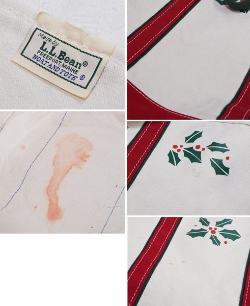 画像2: 【80’s】【ビンテージ】【L.L.bean】【エルエルビーン】生成り×赤ｘ緑【ヒイラギ】【キャンバス】【トートバッグ】【キャンバストート】  (2)