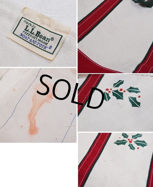 画像2: 【80’s】【ビンテージ】【L.L.bean】【エルエルビーン】生成り×赤ｘ緑【ヒイラギ】【キャンバス】【トートバッグ】【キャンバストート】  (2)