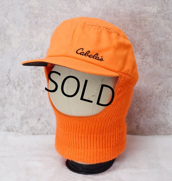 画像1: 【ビンテージ】カベラス【cabela's】オレンジ【フェイスマスク付き】キャップ【ニット帽】【サイズXL】  (1)
