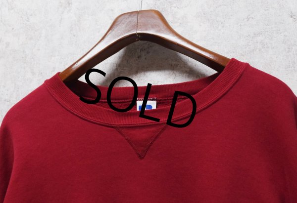 画像3: 90'ｓ【USA製】【RUSSELL】ラッセル 【ビンテージ】ワインレッド【無地】【クルーネック】前V スウェット【サイズＸL】  (3)
