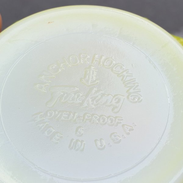 画像2: 【ファイヤーキング】【Fire King】キンバリー グリーンｘイエロー　チリボウル【シリアルボウル】  (2)