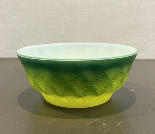 画像1: 【ファイヤーキング】【Fire King】キンバリー グリーンｘイエロー　チリボウル【シリアルボウル】  (1)