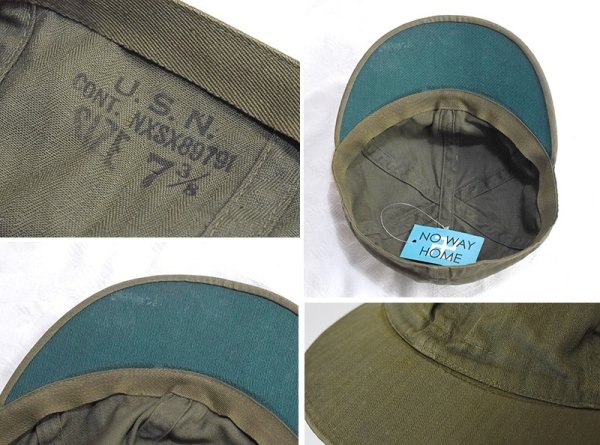 画像2: 40's【ビンテージ】米軍実物【U.S.NAVY】【USN】【N-3】【HBTキャップ】サイズ 7 3/8【57.5ｃｍ程度】  (2)