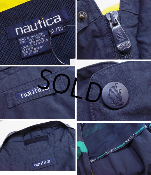 画像2: 90's【ビンテージ】【nautica】【ノーティカ】【紺×緑ｘ白】ジップアップブルゾン【サイズＸＬ】  (2)