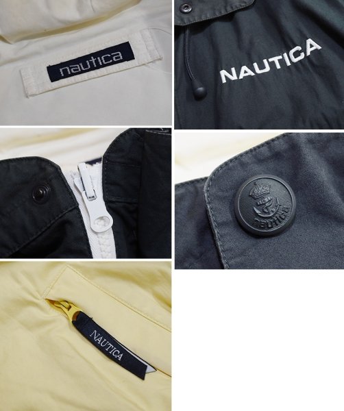 画像2: 90's【ビンテージ】【nautica】【ノーティカ】【緑ｘ紺ｘ白 切替】ｘ【生成り】リバーシブル  コットン ジップアップブルゾン【サイズL程度】  (2)