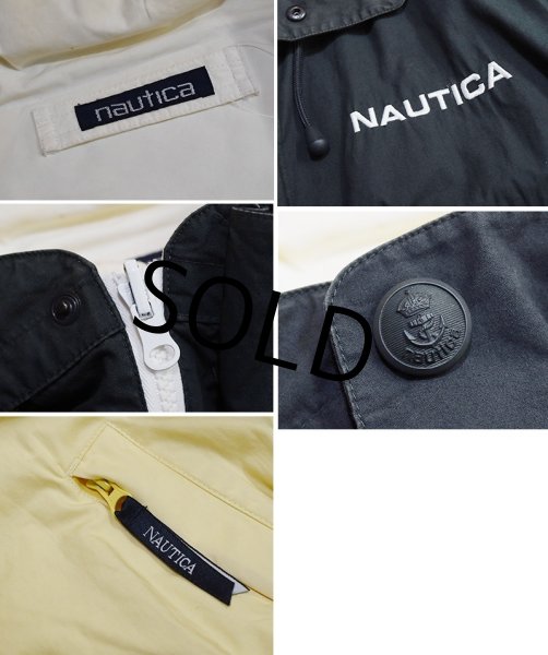 画像2: 90's【ビンテージ】【nautica】【ノーティカ】【緑ｘ紺ｘ白 切替】ｘ【生成り】リバーシブル  コットン ジップアップブルゾン【サイズL程度】  (2)