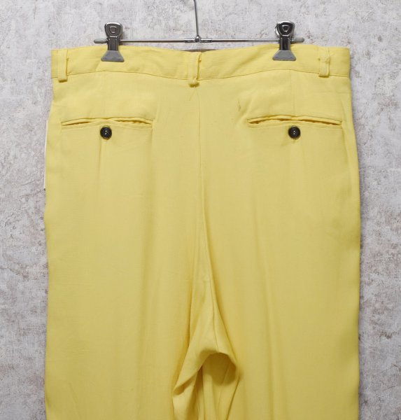 画像4: 90’S~ デッドストック USA製【JAMES LORD】ジェームズ・ロード【黄色】レーヨン ２タック【パンツ】【W34】  (4)