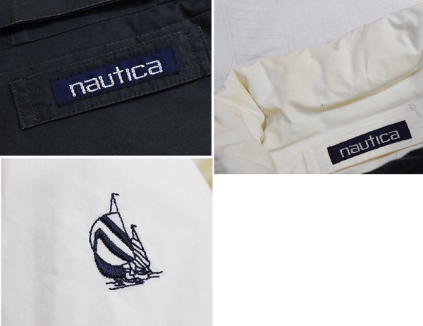 画像3: 90's【ビンテージ】【nautica】【ノーティカ】【緑ｘ紺ｘ白 切替】ｘ【生成り】リバーシブル  コットン ジップアップブルゾン【サイズL程度】  (3)