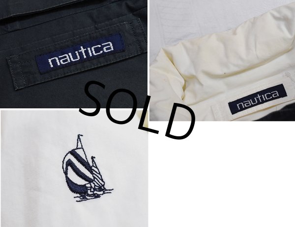 画像3: 90's【ビンテージ】【nautica】【ノーティカ】【緑ｘ紺ｘ白 切替】ｘ【生成り】リバーシブル  コットン ジップアップブルゾン【サイズL程度】  (3)