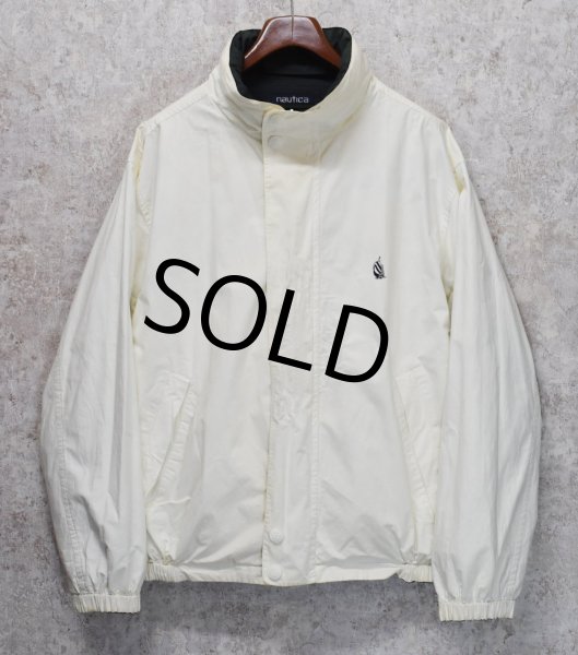 画像5: 90's【ビンテージ】【nautica】【ノーティカ】【緑ｘ紺ｘ白 切替】ｘ【生成り】リバーシブル  コットン ジップアップブルゾン【サイズL程度】  (5)