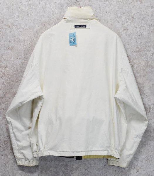 画像6: 90's【ビンテージ】【nautica】【ノーティカ】【緑ｘ紺ｘ白 切替】ｘ【生成り】リバーシブル  コットン ジップアップブルゾン【サイズL程度】  (6)