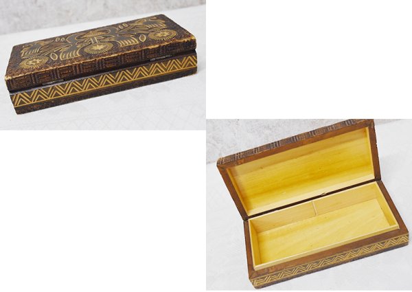 画像2: 【ビンテージ】【ネイティブ柄】木彫り【ケース】ペンケース　木箱  (2)