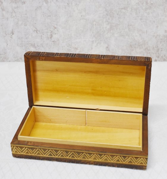 画像5: 【ビンテージ】【ネイティブ柄】木彫り【ケース】ペンケース　木箱  (5)