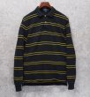 画像1: ビンテージ【ラルフローレン】 【POLO ralph lauren】【緑ｘ紺ｘ黄色】ボーダー【長袖ポロシャツ】 【サイズＳ】   (1)