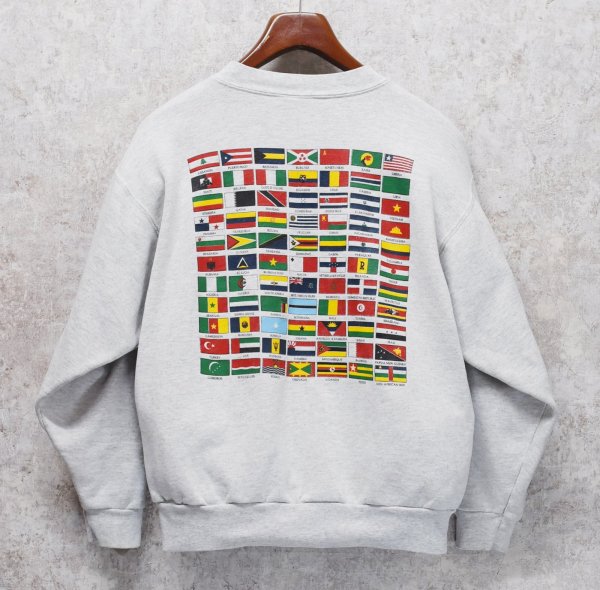 画像4: ~90's【ビンテージ】USA製【ONEITA】【オニータ】【国旗プリント】グレー【スウェット】【サイズL】  (4)