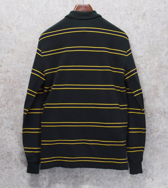 画像3: ビンテージ【ラルフローレン】 【POLO ralph lauren】【緑ｘ紺ｘ黄色】ボーダー【長袖ポロシャツ】 【サイズＳ】   (3)