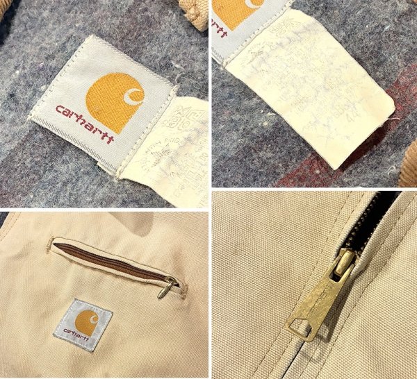 画像2:  USA製 ビンテージ【carhartt】【カーハート】デトロイトジャケット【ダック地】裏地ブランケット【US44】  (2)