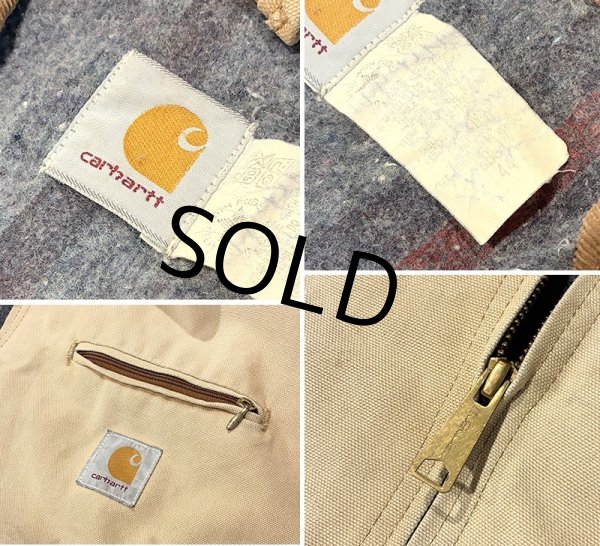 画像2:  USA製 ビンテージ【carhartt】【カーハート】デトロイトジャケット【ダック地】裏地ブランケット【US44】  (2)