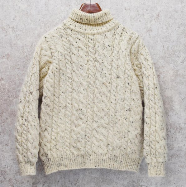 画像1: 【アイルランド製】ビンテージ【John Molloy】ジョン モロイ ネップ入り【タートルネック】【フィッシャーマンセーター】【サイズS程度】   (1)