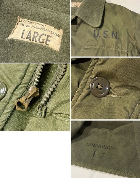 画像2: 50's〜【ビンテージ】【米軍実物】U.S.NAVY ステンシル入り【コールドウェザージャケット】サイズL  (2)