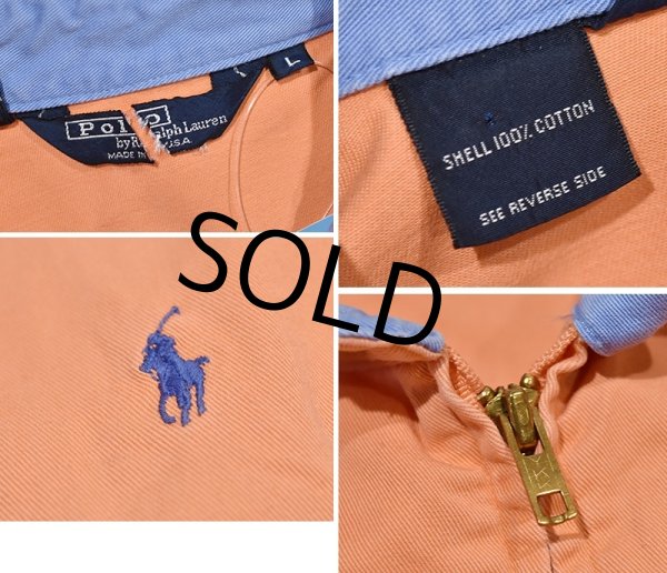 画像2: 90's USA製 ビンテージ【ラルフローレン】【RALPH LAUREN】【サーモンオレンジ】【スウィングトップ】【ジップアップブルゾン】【サイズＬ】  (2)