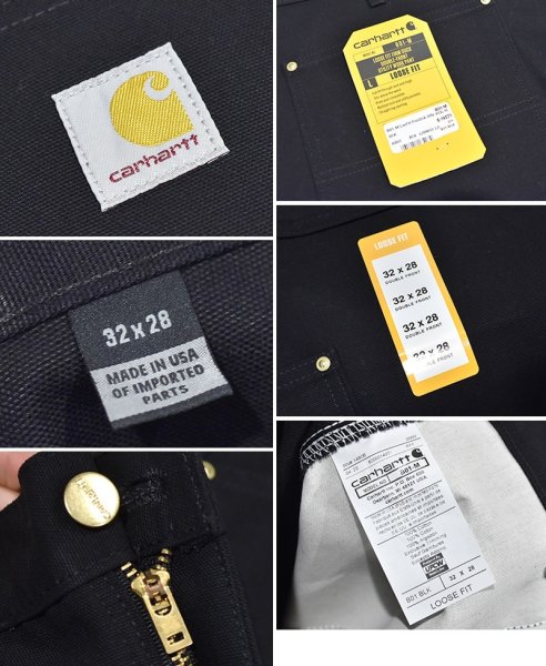 画像2: デッドストック 【USA製】【未使用】【カーハート】【carhartt】黒【コットン】ダブルニー ワークパンツ【ペインターパンツ】【32ｘ28】  (2)
