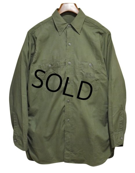 画像3: 40's【米軍実物】USネイビー【ビンテージ】【U.S.NAVY】【N-3】 【コットンポプリン】ユーティリティシャツ【15 1/2】  (3)