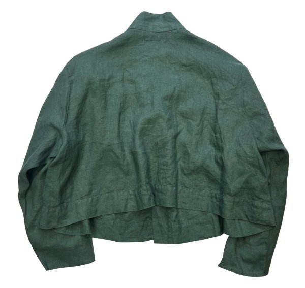 画像3: 【FLAX】フラックス【リネン】緑【シャツジャケット】【リネンシャツ】【レディース古着】【Ｌ程度】  (3)