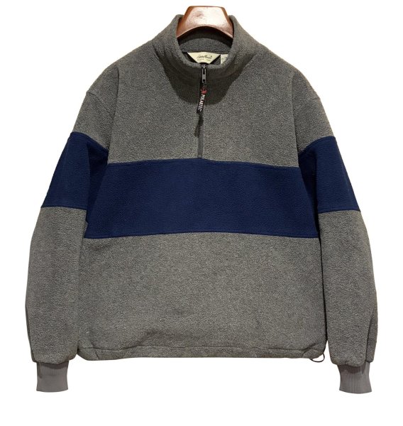 画像1: 90's【ビンテージ】Eddie Bauer【エディーバウアー】【グレー×青ライン】ハーフジップフリース【フリースジャケット】ポーラテック【サイズL】  (1)