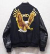 画像1: 90’ｓ~【USA製】【HEAVY DUTY】ビンテージ【鷲】ワシ バックプリント【メルトンｘレザー】【黒】【スタジャン】【サイズXL】  (1)