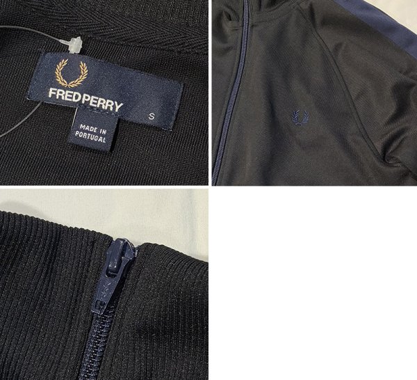 画像2: 【フレッドペリー】Fred Perry【黒×紺ライン】ジャージ【トラックジャケット】ジップアップ【トラックジャージ】【サイズS】  (2)