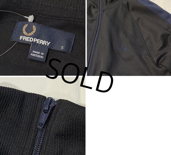 画像2: 【フレッドペリー】Fred Perry【黒×紺ライン】ジャージ【トラックジャケット】ジップアップ【トラックジャージ】【サイズS】  (2)