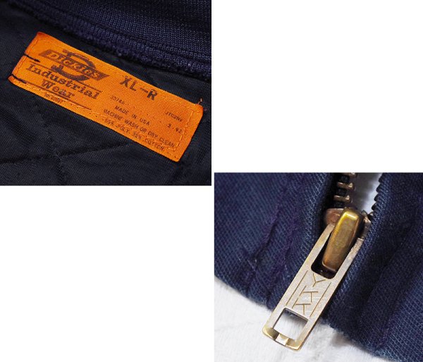 画像2: 80's【USA製】【ビンテージ】【ディッキーズ】【Dickies】【紺地】【中綿入り】【ワークジャケット】ワークブルゾン【サイズXL-R】  (2)